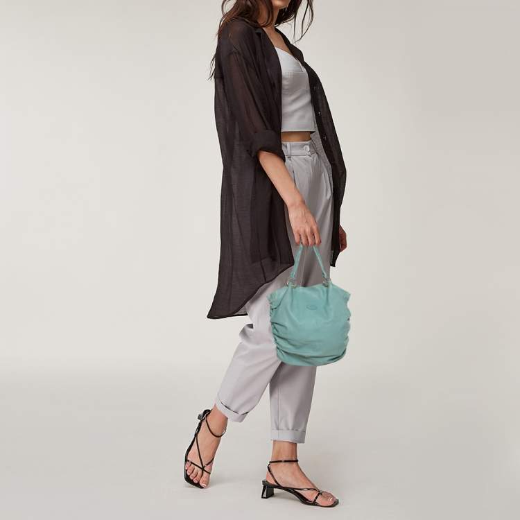 Pre Owned Tod's Green Pleated Leather Tote