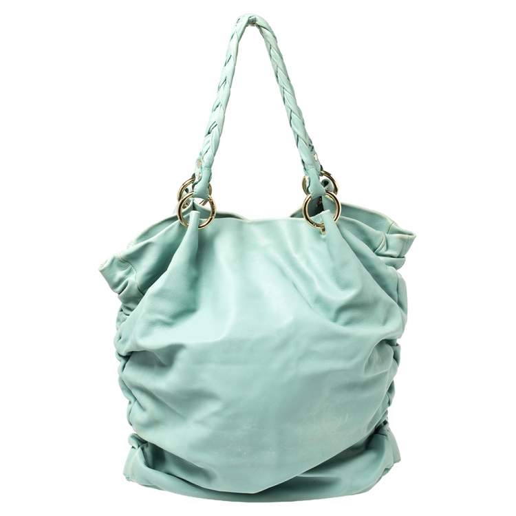 Pre Owned Tod's Green Pleated Leather Tote