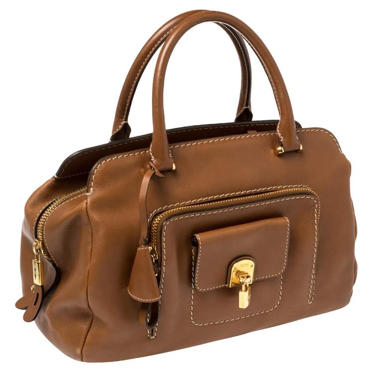 Pre Owned Tod's Tan Leather Front Pocket Satchel