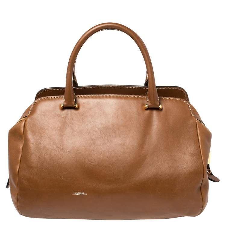 Pre Owned Tod's Tan Leather Front Pocket Satchel