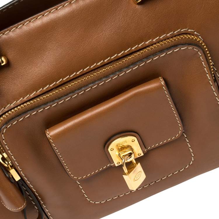 Pre Owned Tod's Tan Leather Front Pocket Satchel