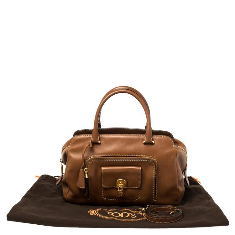 Pre Owned Tod's Tan Leather Front Pocket Satchel