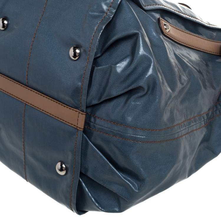 مملوكة مسبقًا Tod's Blue/Beige Glazed Coated Canvas G-Line Easy Sacca Tote