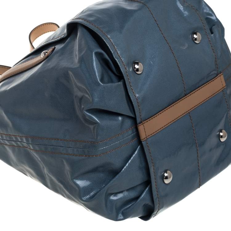 مملوكة مسبقًا Tod's Blue/Beige Glazed Coated Canvas G-Line Easy Sacca Tote