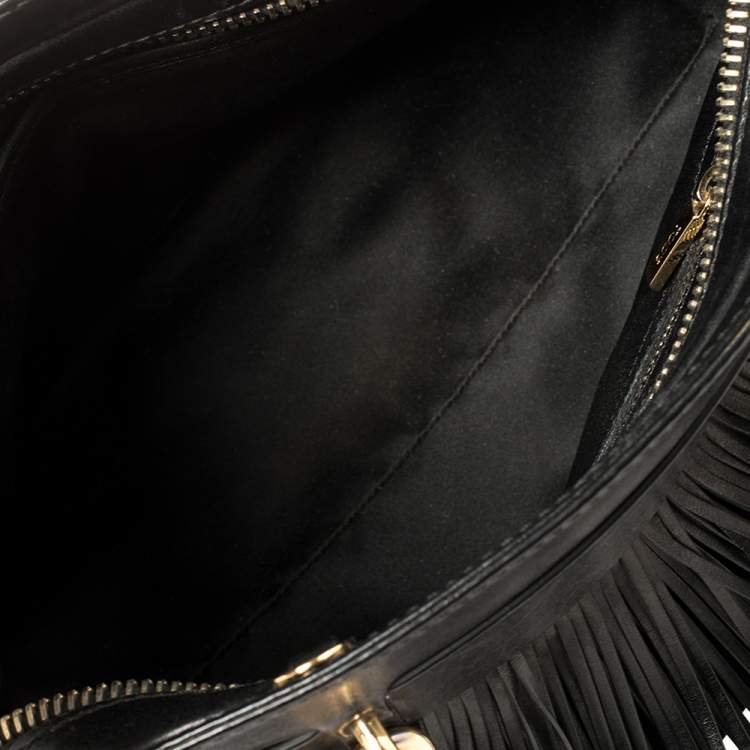 Pre Owned Tod's Black Leather Sella Fringe Satchel