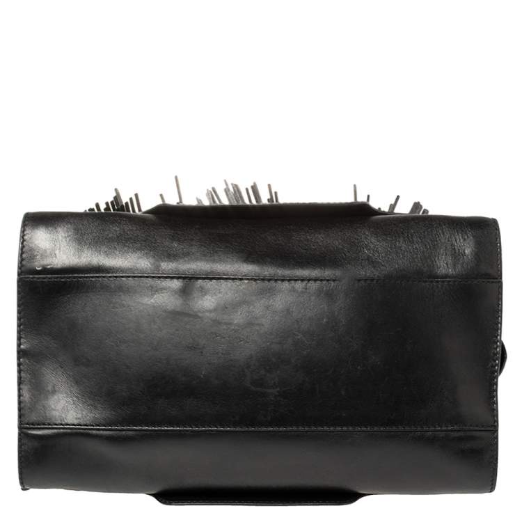 Pre Owned Tod's Black Leather Sella Fringe Satchel