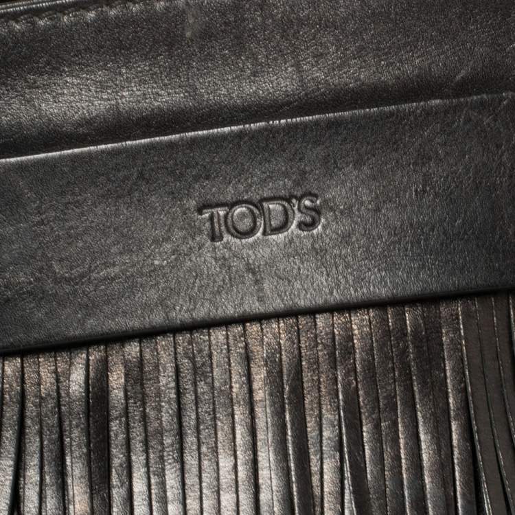 Pre Owned Tod's Black Leather Sella Fringe Satchel