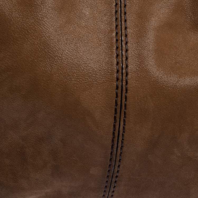Pre Owned Tod's Tan Shimmer Nubuck Flap Chain Hobo