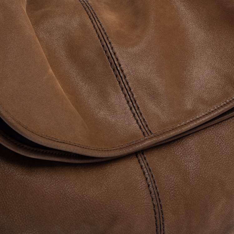 Pre Owned Tod's Tan Shimmer Nubuck Flap Chain Hobo