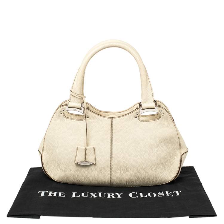 Pre Owned Tod's Cream Leather Top Handle Satchel