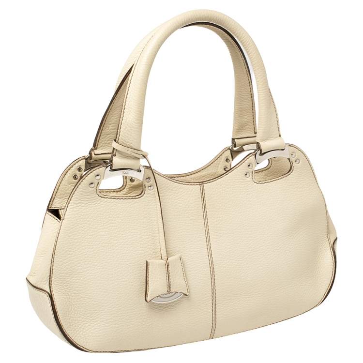 Pre Owned Tod's Cream Leather Top Handle Satchel