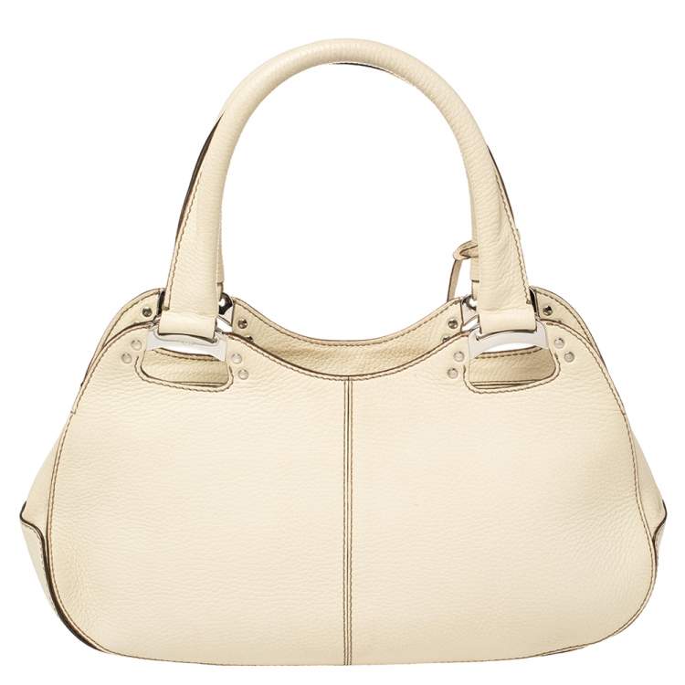 Pre Owned Tod's Cream Leather Top Handle Satchel