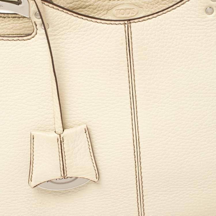 Pre Owned Tod's Cream Leather Top Handle Satchel
