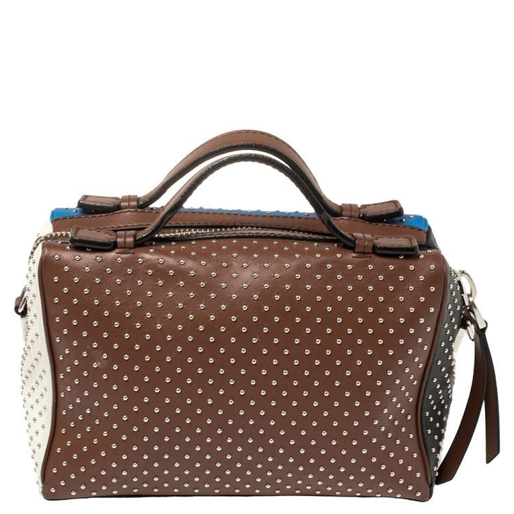 Pre Owned Tod's Multicolour Leather Mini  Gommino Studded Bowling Bag
