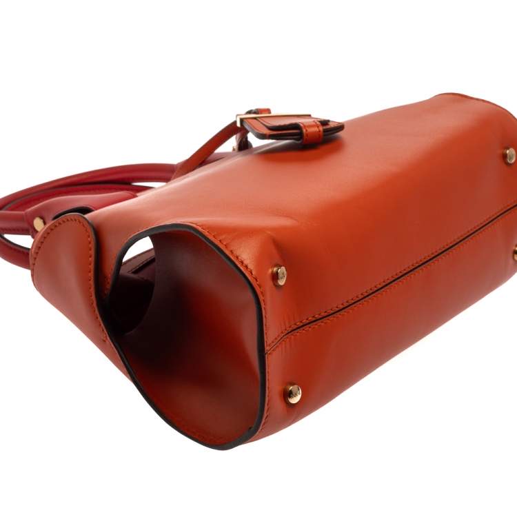 Pre Owned Tod's Orange/Red Leather Mini Cape Tote