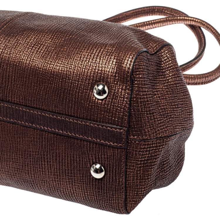 Pre Owned Tod's Metallic Bronze Textured Leather Girelli Tote
