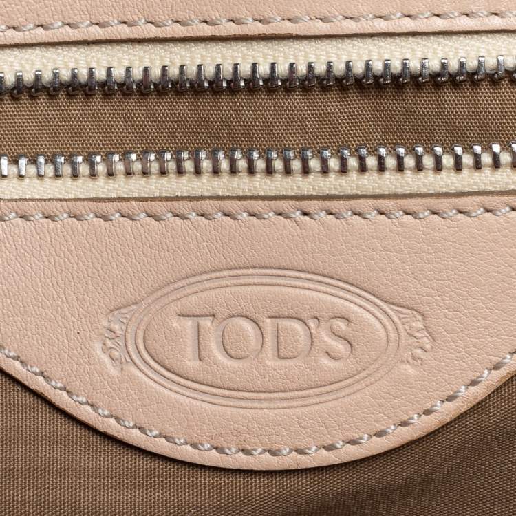 Pre Owned Tod's Beige Suede And Snakeskin Leather Baguette