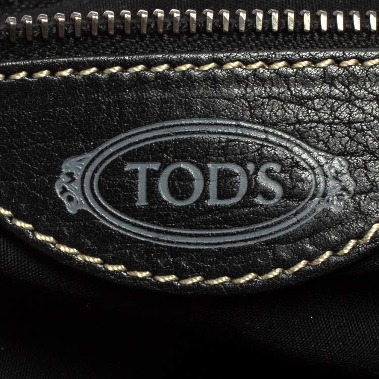 Pre Owned Tod's Black Nylon and Leather Zip Shoulder Bag