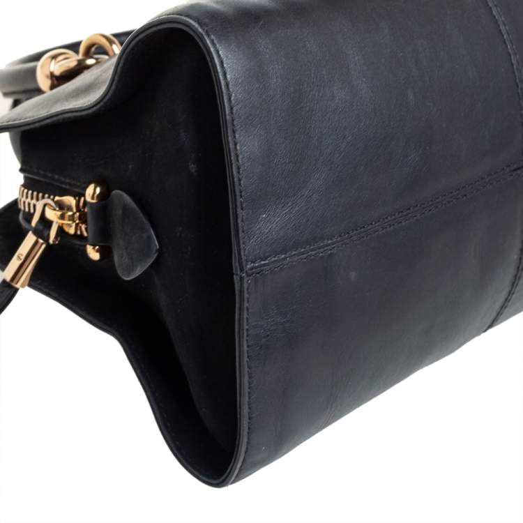 Pre Owned Tod's Black Nubuck and Leather Zip Satchel