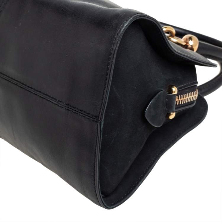 Pre Owned Tod's Black Nubuck and Leather Zip Satchel