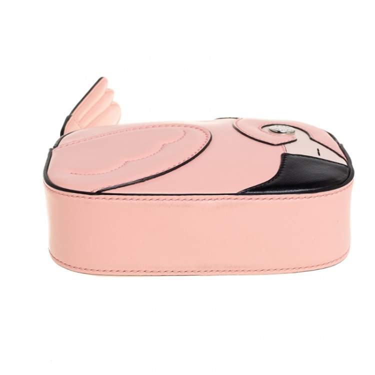 Pre Owned Tod's Pink Leather Flamingo Camera Crossbody Bag