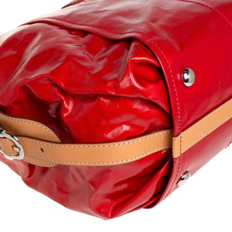 Pre Owned Tod's Red/Beige Coated Canvas and Leather G Line Easy Shoulder Bag