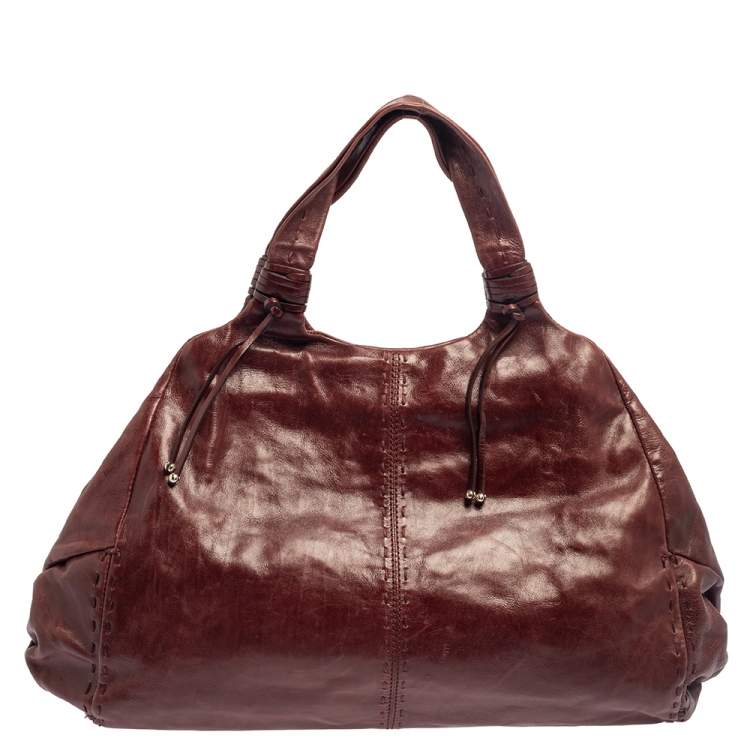 Pre Owned Tod's Burgundy Leather Hobo