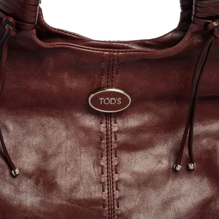 Pre Owned Tod's Burgundy Leather Hobo