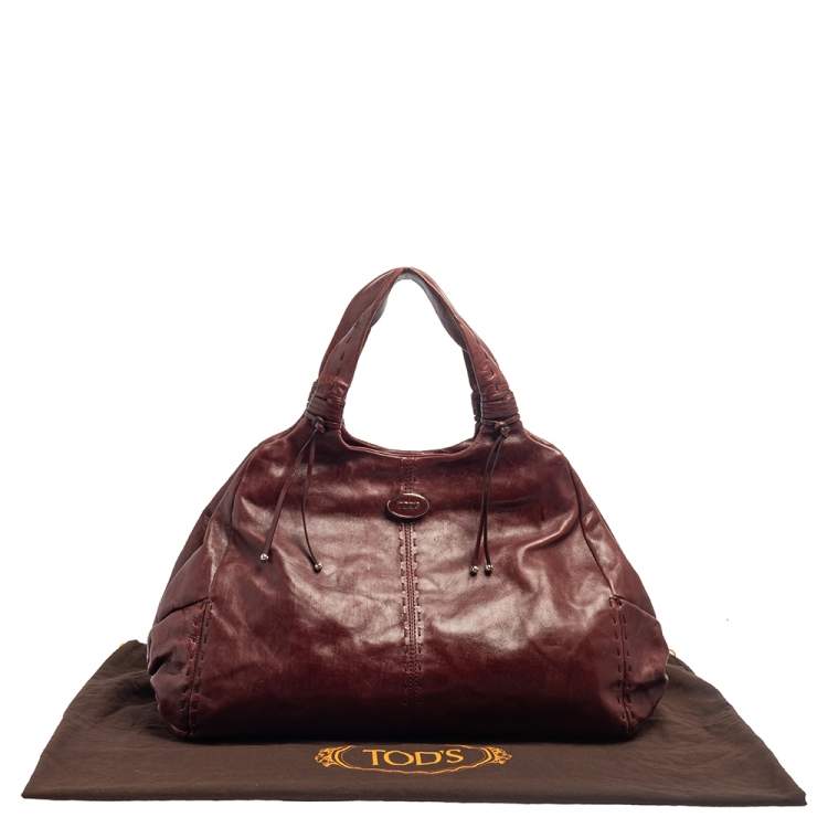Pre Owned Tod's Burgundy Leather Hobo
