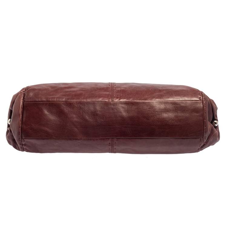 Pre Owned Tod's Burgundy Leather Hobo
