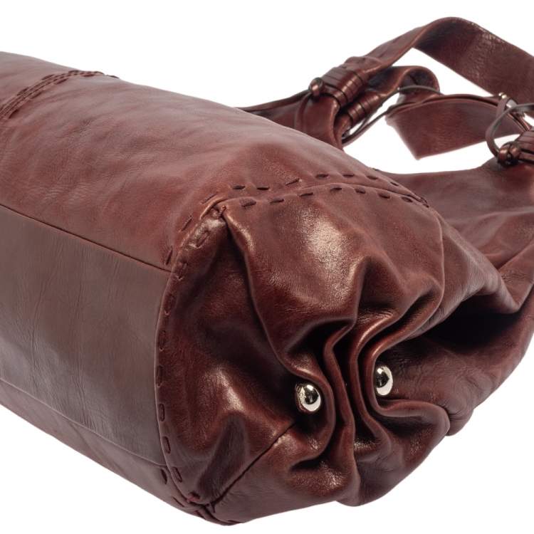 Pre Owned Tod's Burgundy Leather Hobo