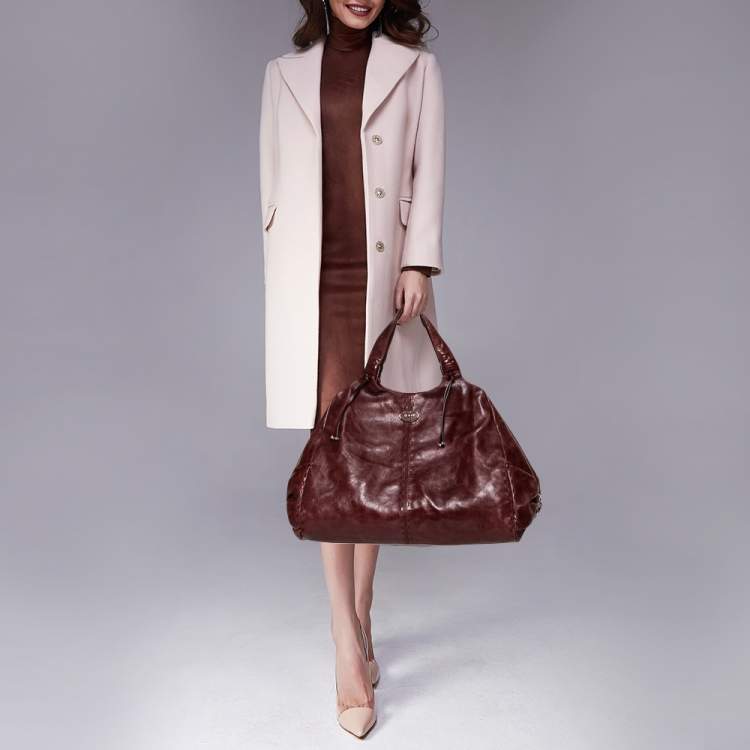 Pre Owned Tod's Burgundy Leather Hobo
