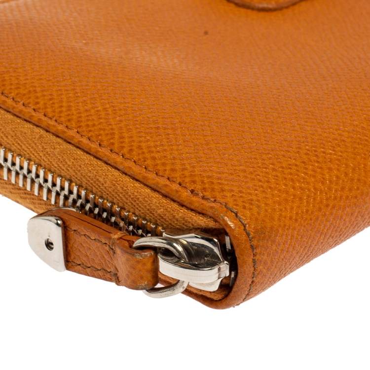 Pre Owned Tod's Orange Leather Zip Around Wallet