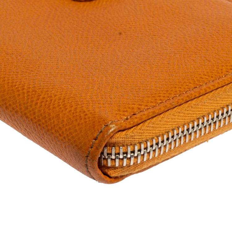 Pre Owned Tod's Orange Leather Zip Around Wallet