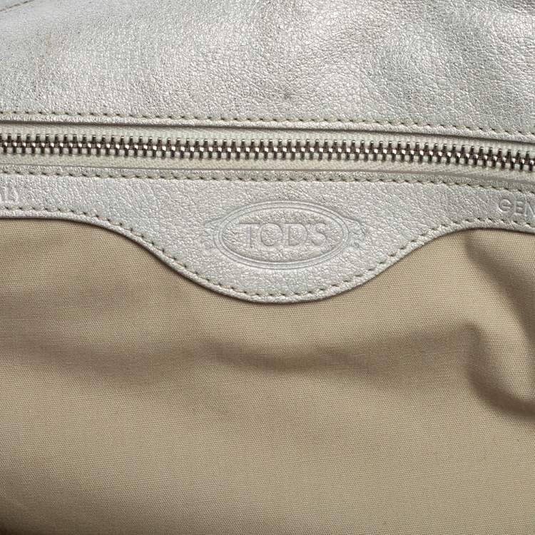 Pre Owned Tod's Silver Leather Restyling D Bag Media Tote
