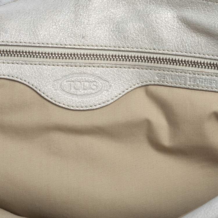 Pre Owned Tod's Silver Leather Restyling D Bag Media Tote