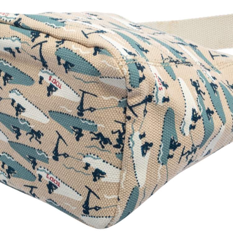 Pre Owned Tod's Multicolor Water Ski Printed Canvas Shoulder Bag
