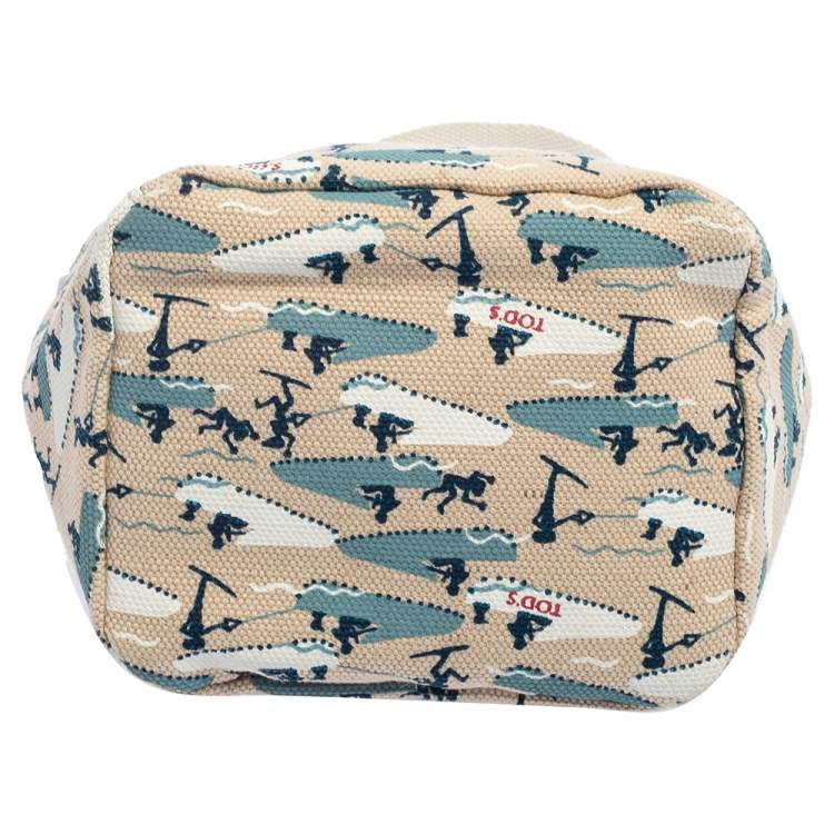 Pre Owned Tod's Multicolor Water Ski Printed Canvas Shoulder Bag