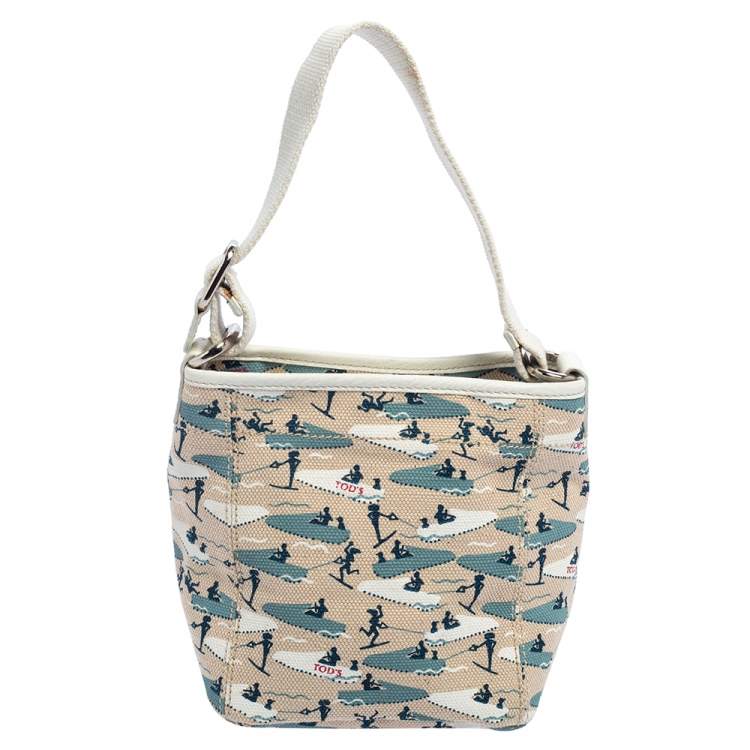 Pre Owned Tod's Multicolor Water Ski Printed Canvas Shoulder Bag
