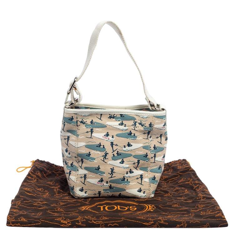 Pre Owned Tod's Multicolor Water Ski Printed Canvas Shoulder Bag