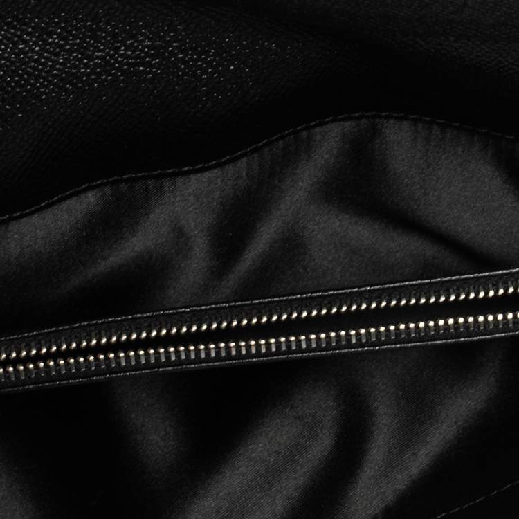 Pre Owned Tod's Black Leather Plaque Logo Continental Flap Wallet
