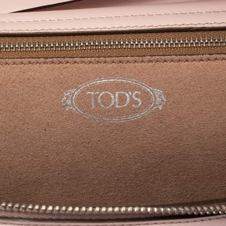 Pre Owned Tod's Light Pink Leather Origami Fringed Top Handle Bag
