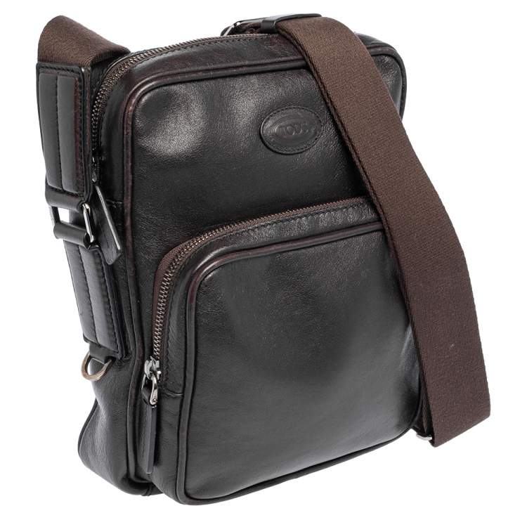 Pre Owned Tod's Brown Leather Front Pocket Messenger Bag