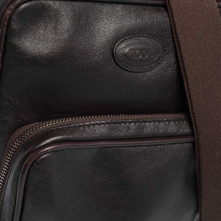 Pre Owned Tod's Brown Leather Front Pocket Messenger Bag