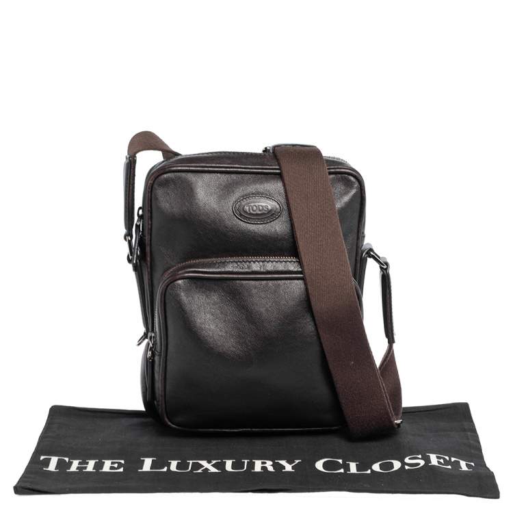Pre Owned Tod's Brown Leather Front Pocket Messenger Bag