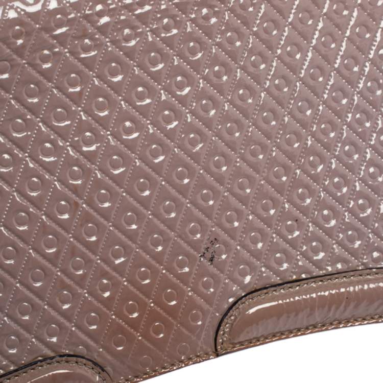 Pre Owned Tod's Mauve Signature Embossed Patent Leather Flap Top Handle Bag