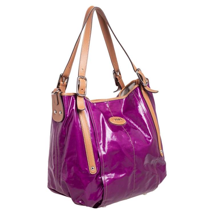 Pre Owned Tod's Magenta Coated Fabric Gummy Bag