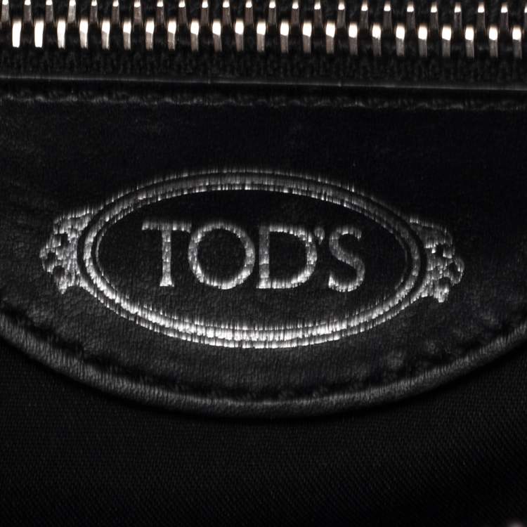 Pre Owned Tod's Black Perforated Leather Double T Crossbody Bag