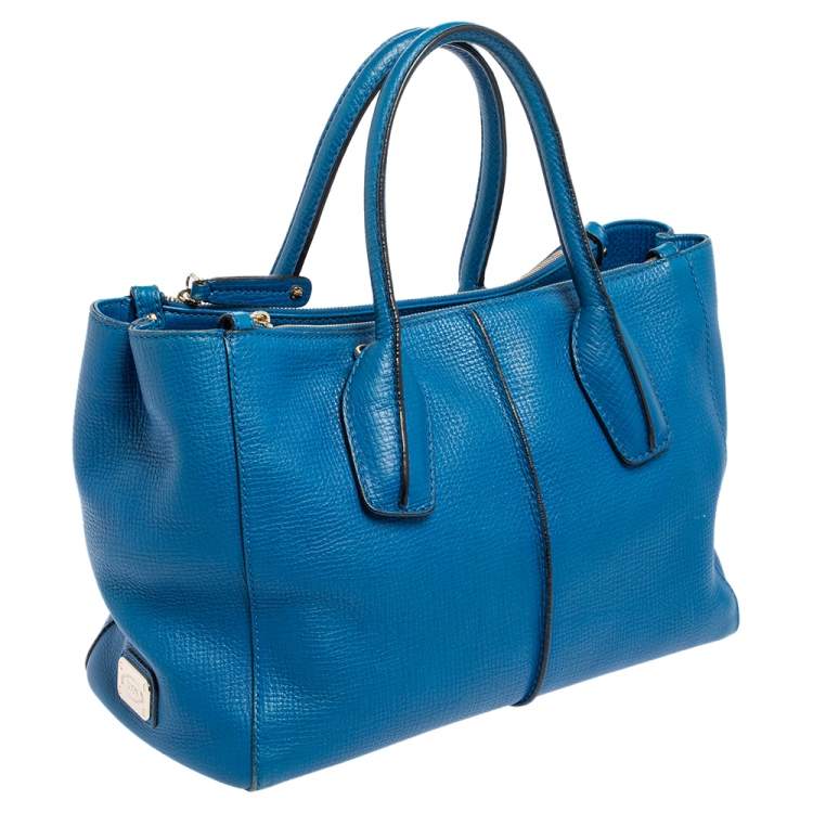 مملوكة مسبقًا Tod's Blue Leather D Styling Shopper Tote