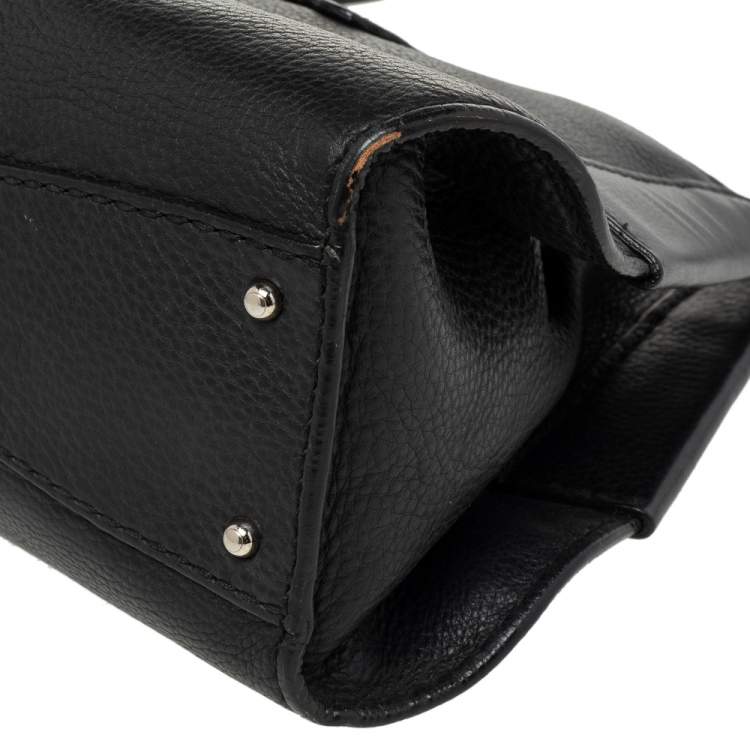 Pre Owned Tod's Black Leather Flap Hobo
